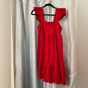 Red Ruffle Sleeve Dress